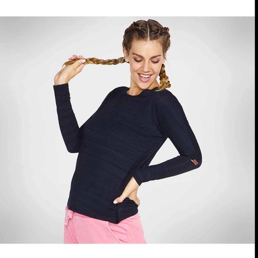 SKECHERS PERFORMANCE Womans Long Sleeve Back Cutout Workout Top Size XS